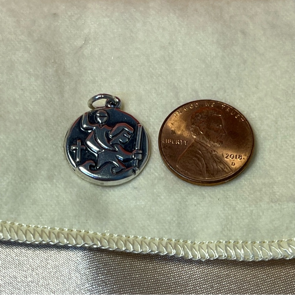 Retired James Avery 925 Sterling Silver St. Christopher Medallion Pendant Charm - Picture 7 of 10